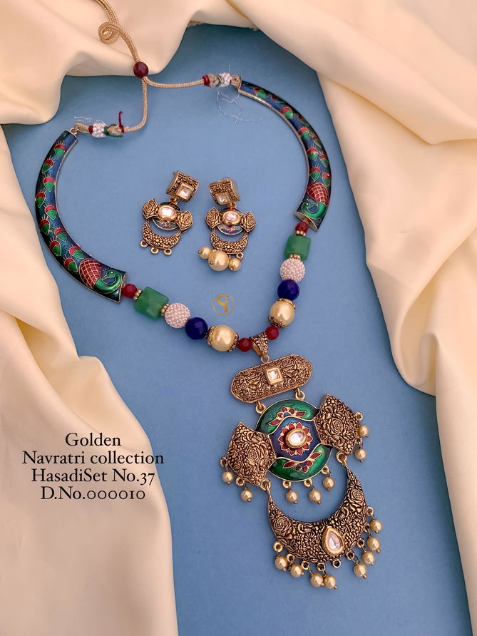 3 Golden Special Navratri Mala Pendant Set Wholesale Online
